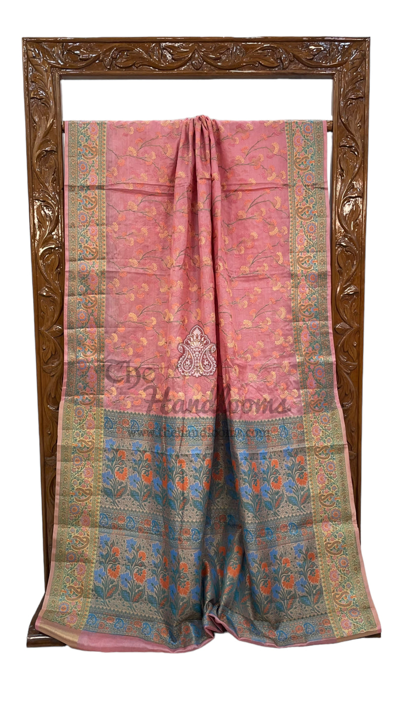 Tussar Silk Handloom Banarasi Saree With Chikankari - The Handlooms