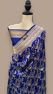 Pure Katan Silk Banarasi Handloom Saree - All over Sona Roopa Jaal work - The Handlooms