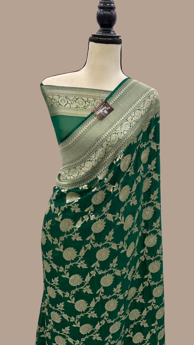 Khaddi Georgette Handloom Banarasi Saree - The Handlooms