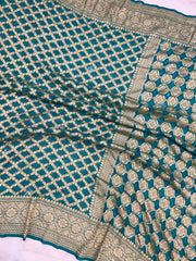 Pure Georgette Banarasi Bandhej Handloom Saree - The Handlooms