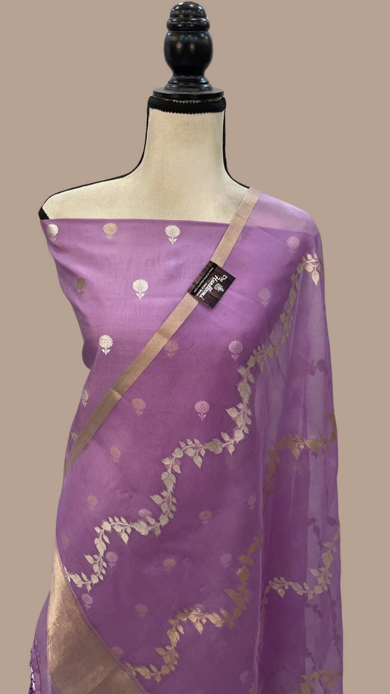 Pure Katan Silk Handlooms Banarasi Dress material With Organza Dupatta - The Handlooms