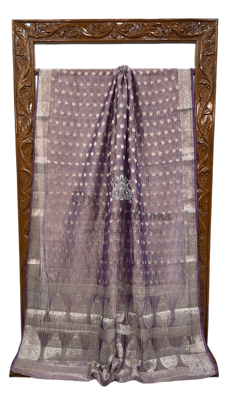 Pure Kora Tissue Crush Handloom Banarasi Saree - The Handlooms