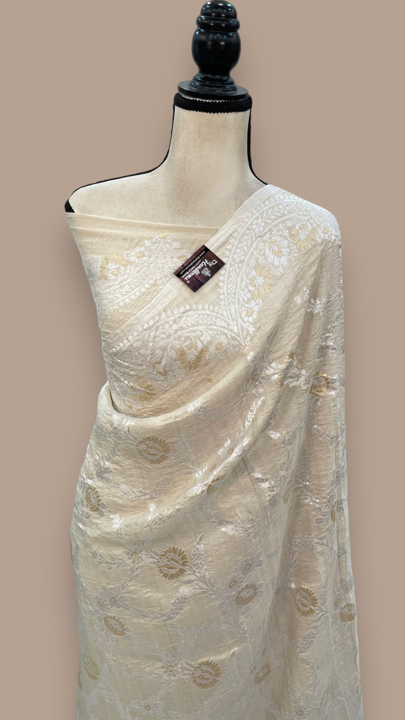 Tussar Georgette Handloom Banarasi Saree - The Handlooms