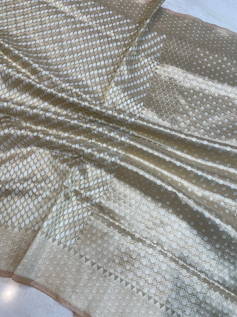 Pure Tissue Reshmi Zari Banarasi Brocade Handloom Saree - The Handlooms