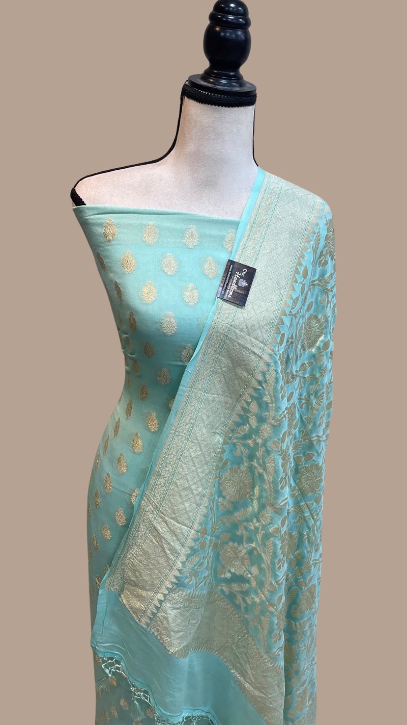 Pure Khaddi Georgette Banarasi Dress material - The Handlooms