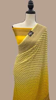 Yellow Shaded Pure Khaddi Georgette Handloom Banarasi Saree - The Handlooms