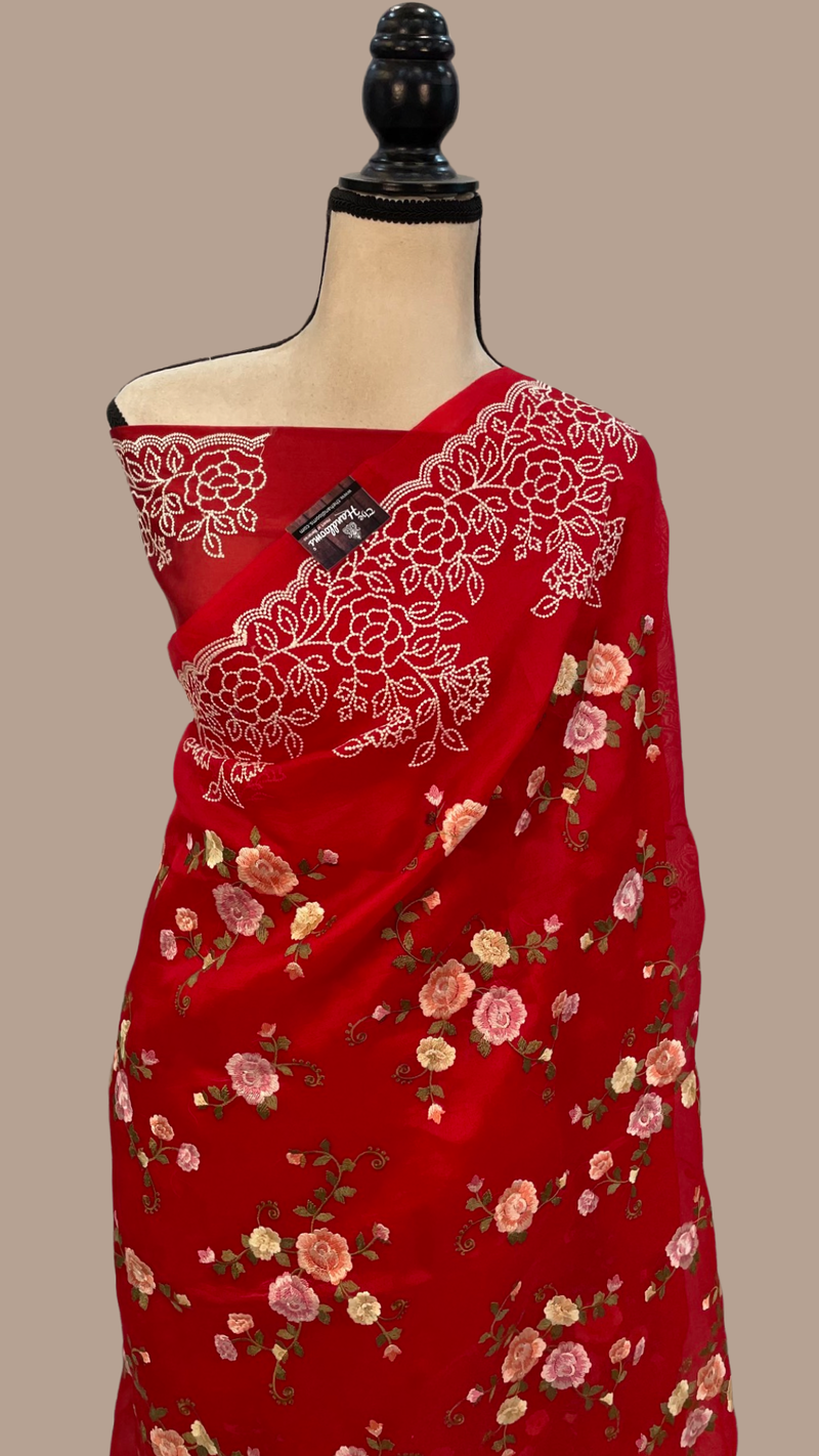 Organza Chikankari Handloom Banarasi Saree - The Handlooms