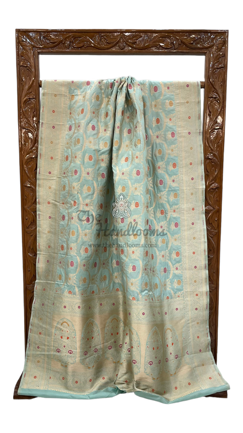 Pure Katan Silk Banarasi Handloom Saree - All over Jaal work with Meenakari - The Handlooms