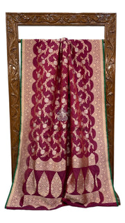 Pure Katan Silk Banarasi Handloom Saree - All over Sona Roopa Jaal work - The Handlooms