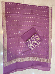 Pure Khaddi Georgette Banarasi Dress material - The Handlooms