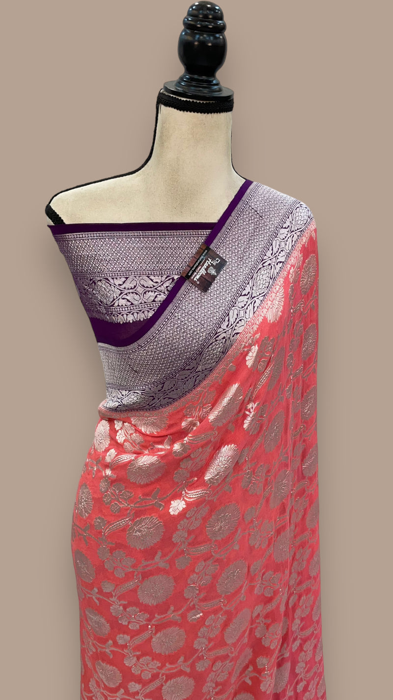 Pure Khaddi Georgette Handloom Banarasi Saree - The Handlooms