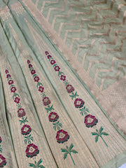 Pure Katan Silk Handloom Banarasi Lehenga - Stitched - The Handlooms