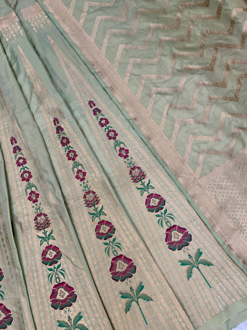 Pure Katan Silk Handloom Banarasi Lehenga - Stitched - The Handlooms