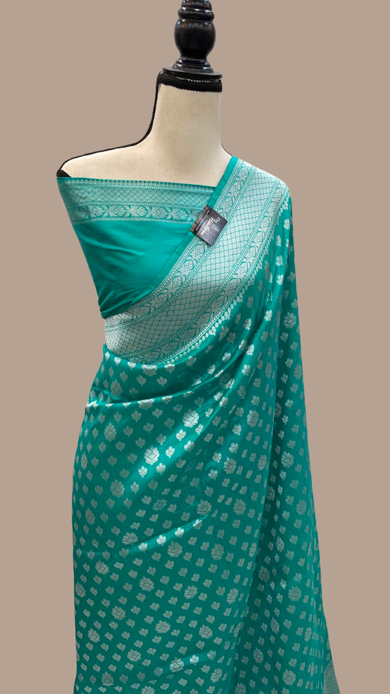 Pure Katan Silk Banarasi Handloom Saree - All Over Jaal Work - The Handlooms