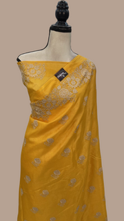 Tussar Silk Handloom Banarasi Saree With Chikankari - The Handlooms