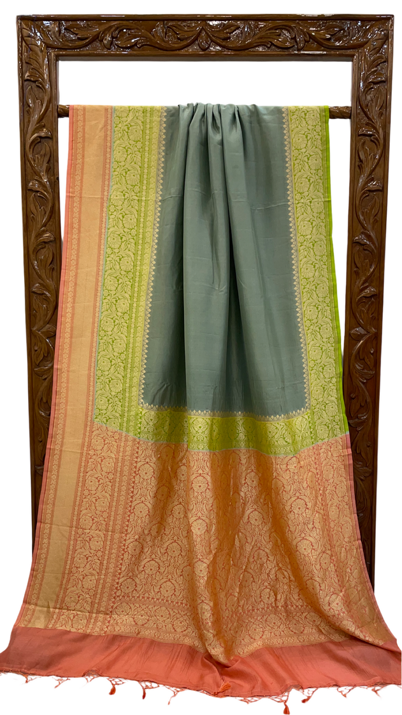 Pure Katan Silk Banarasi Handloom Saree - All over Kadua Plain - The Handlooms