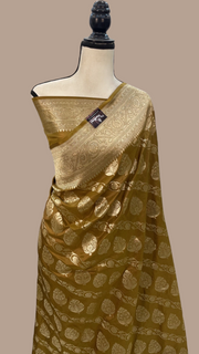Pure Katan Silk Banarasi Handloom Saree - All Over Jaal Work - The Handlooms