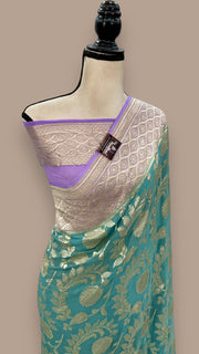 Pure Khaddi Georgette Handloom Banarasi Saree - Water zari - The Handlooms