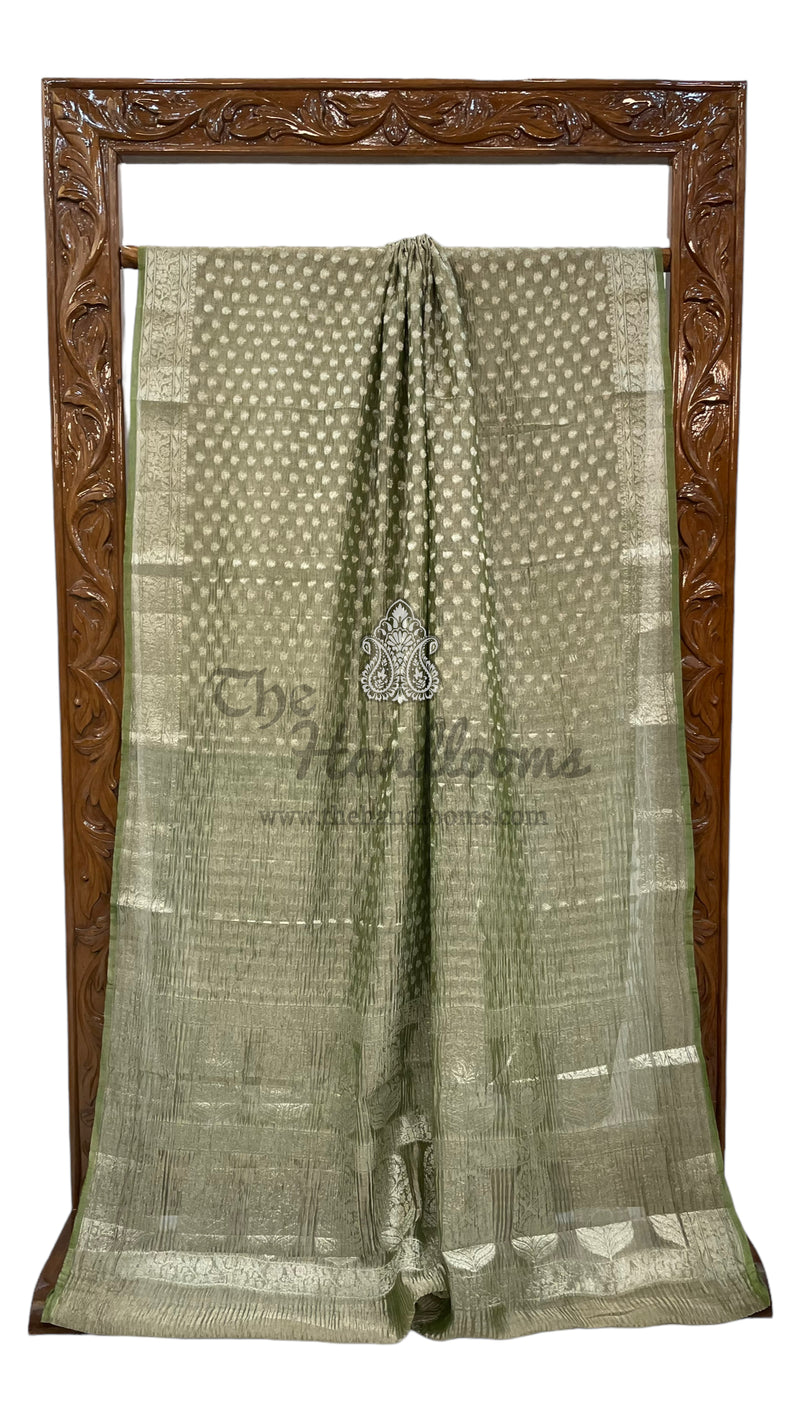 Pure Kora Tissue Crush Handloom Banarasi Saree - The Handlooms