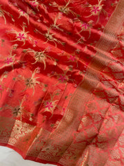 Pure Dupion Silk Banarasi Saree - Gold Zari - The Handlooms