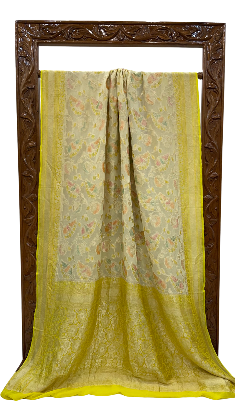 Khaddi Georgette Handloom Banarasi Saree - The Handlooms