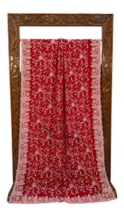 Pure Georgette Chikankari Handloom Banarasi Saree - The Handlooms