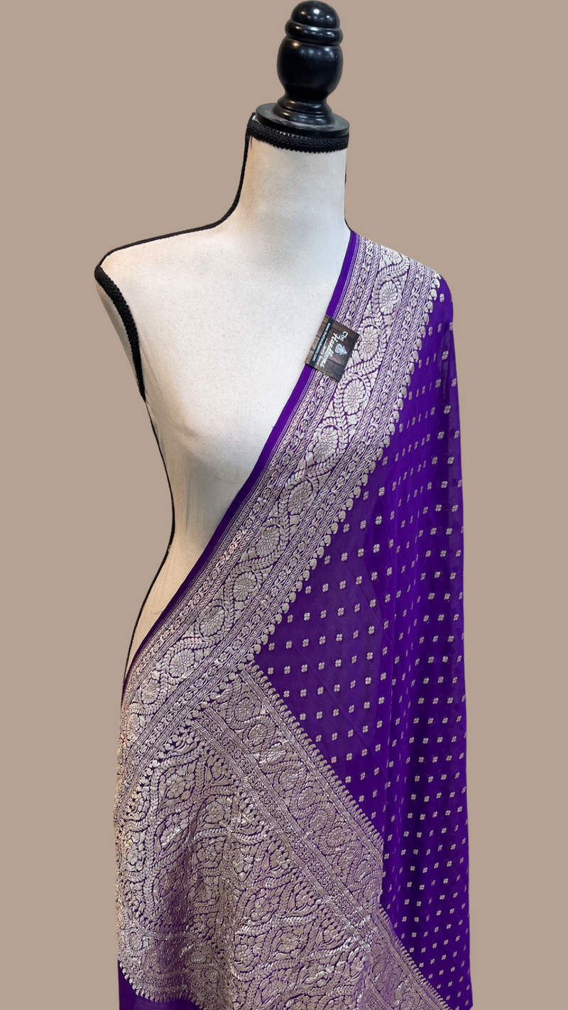 Pure Khaddi Georgette Dupatta - water zari - The Handlooms