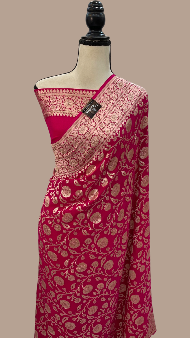 Khaddi Georgette Handloom Banarasi Saree - The Handlooms