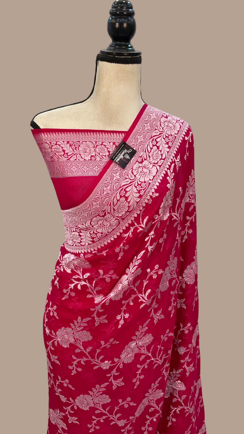 Pure Khaddi Georgette Handloom Banarasi Saree - The Handlooms