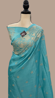 Tussar Silk Handloom Banarasi Saree With Chikankari - The Handlooms
