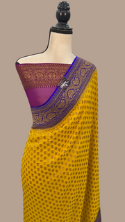 Khaddi Georgette Banarasi Saree -  Antique zari - The Handlooms