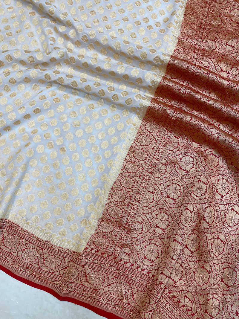Khaddi Georgette Banarasi Saree - Gold zari - The Handlooms