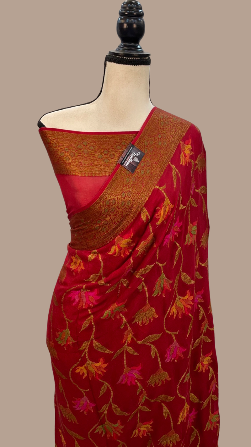 Pure Chiffon Khaddi Banarasi Saree - The Handlooms