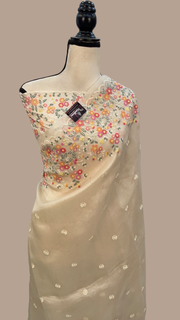 Pure Organza Chikankari Handloom Banarasi Saree - The Handlooms