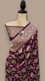 Pure Katan Silk Banarasi Handloom Saree - All Over Jaal Work - The Handlooms