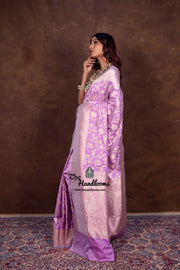 Mauvee Pure Katan Silk Banarasi Handloom Saree - All Over Jaal Work - The Handlooms