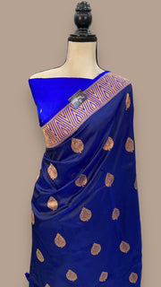 Pure Katan Silk Banarasi Handloom Saree - All over Kadua motifs - The Handlooms