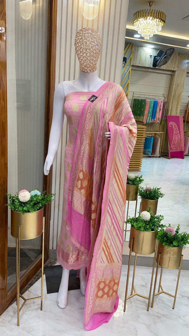 Pure Khaddi Georgette Banarasi Dress material - The Handlooms