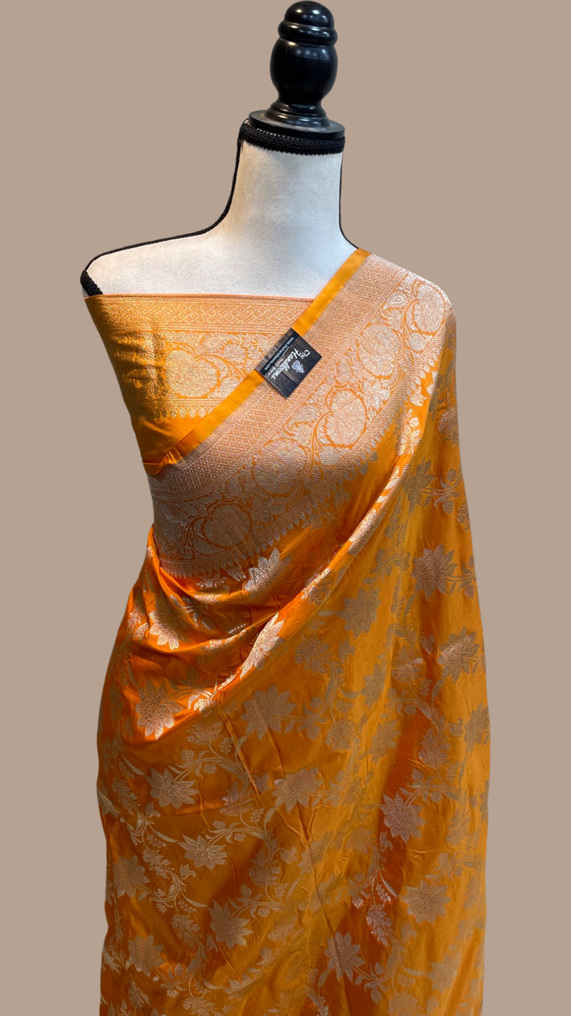 Pure Katan Silk Banarasi Handloom Saree - All Over Jaal Work - The Handlooms
