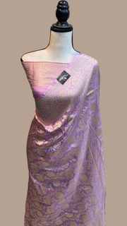 Pure Katan Silk Banarasi Handloom Saree - All Over Jaal Work - The Handlooms