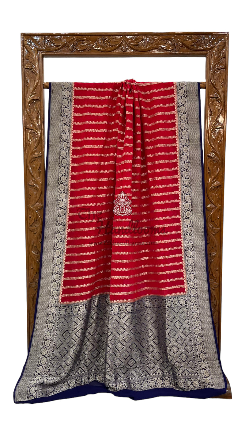 Khaddi Georgette Banarasi Saree - water zari - The Handlooms