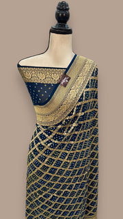 Pure Georgette Banarasi Bandhej Handloom Saree - The Handlooms