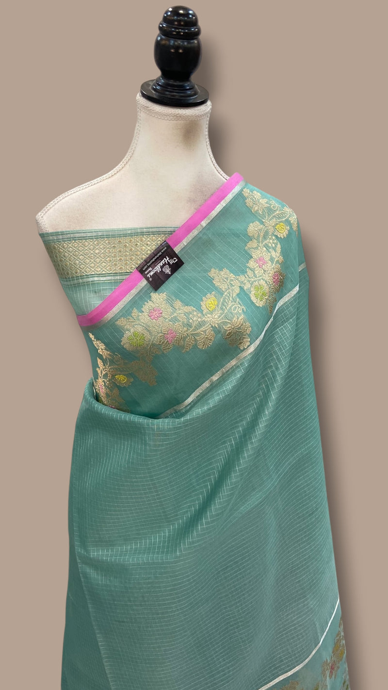 Pure Kora Silk Handloom Banarasi Saree - All Over Kadua Motifs
