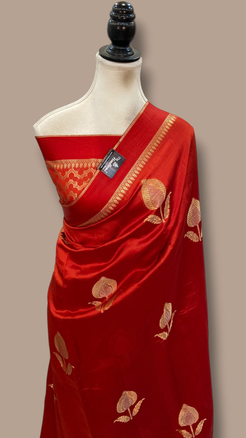 Pure Mango Silk Banarasi Handloom Saree - The Handlooms