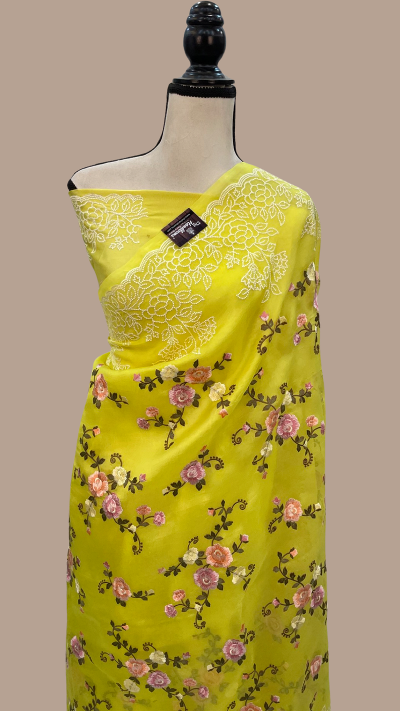 Organza Chikankari Handloom Banarasi Saree - The Handlooms