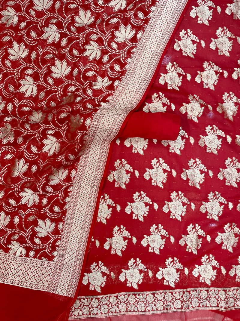 Khaddi Georgette Handlooms Banarasi Dress material - The Handlooms