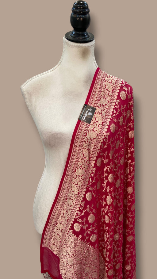 Pure Khaddi Georgette Dupatta - Water Zari - The Handlooms