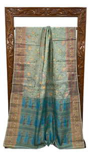 Tussar Silk Handloom Banarasi Saree With Chikankari - The Handlooms