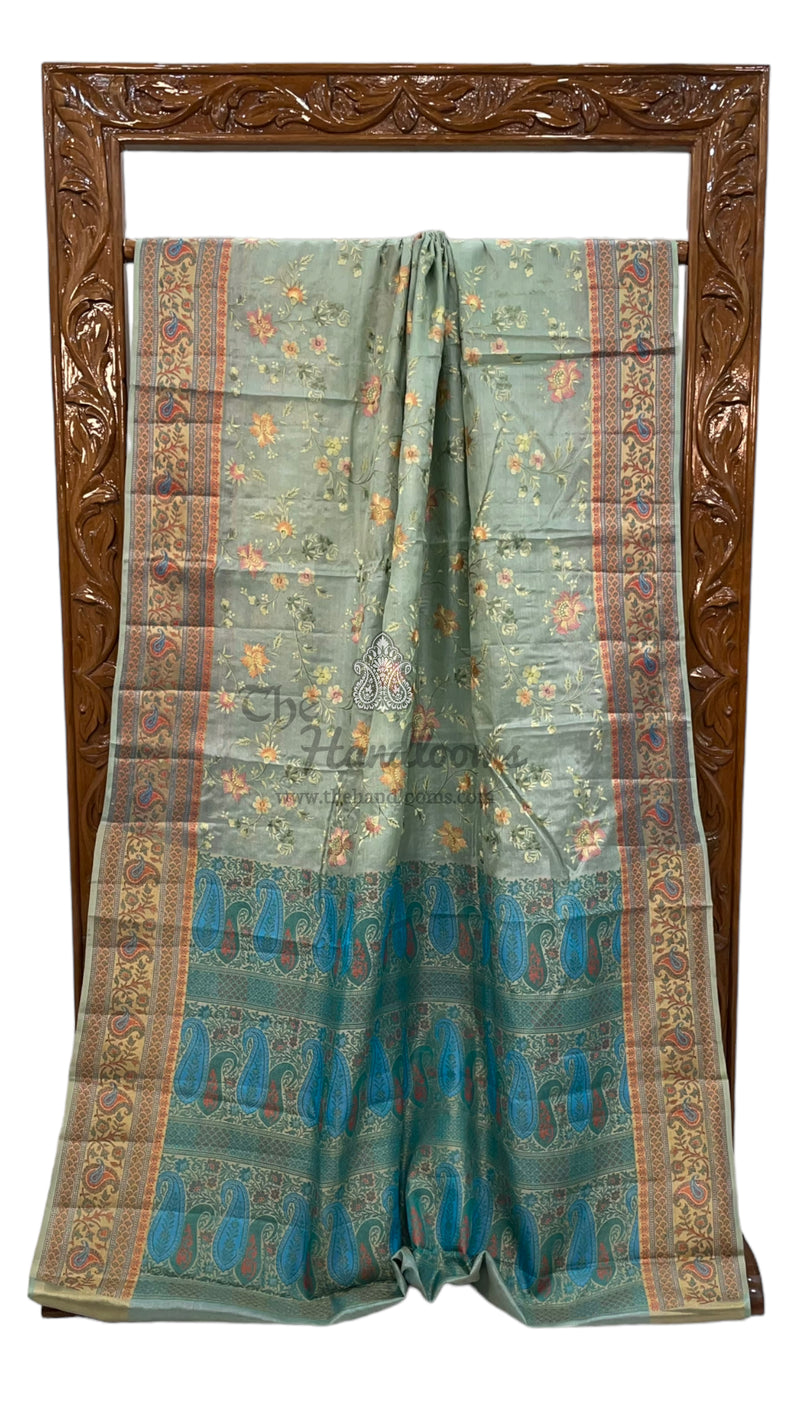 Tussar Silk Handloom Banarasi Saree With Chikankari - The Handlooms