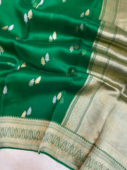 Pure Kora Handloom Banarasi Saree - Sona Roopa Alfi Kadua Booti - The Handlooms